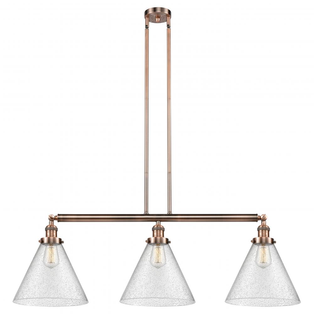 Cone - 3 Light - 44 inch - Antique Copper - Stem Hung - Island Light