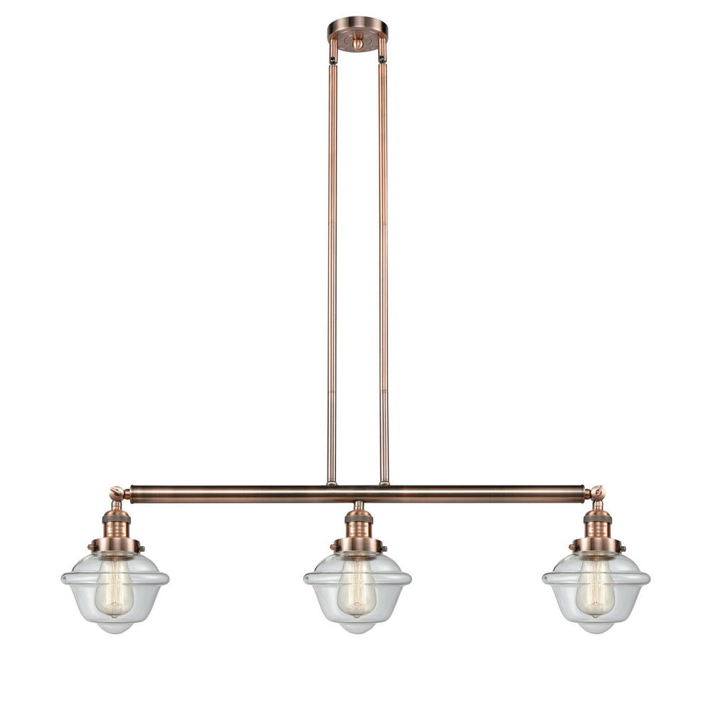 Oxford - 3 Light - 40 inch - Antique Copper - Stem Hung - Island Light