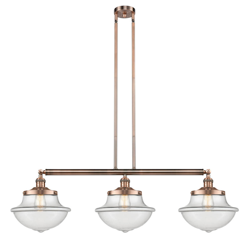 Oxford - 3 Light - 42 inch - Antique Copper - Stem Hung - Island Light