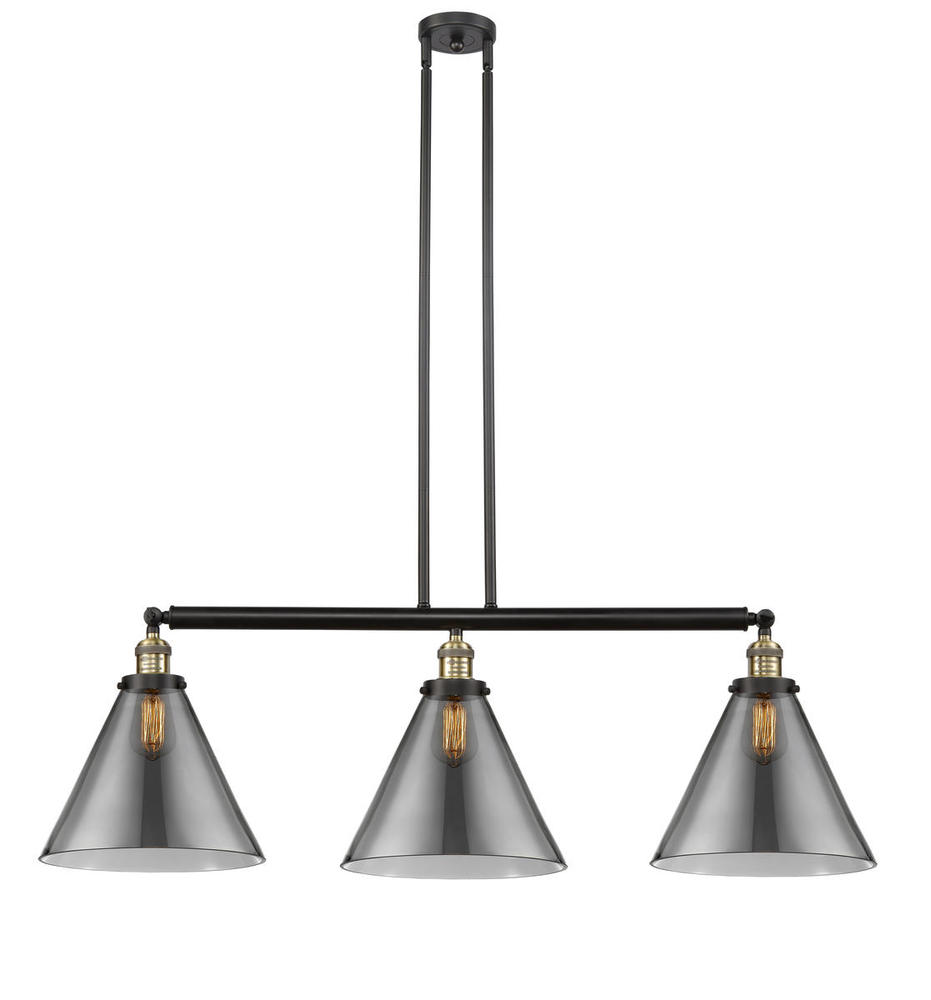 Cone - 3 Light - 44 inch - Black Antique Brass - Stem Hung - Island Light