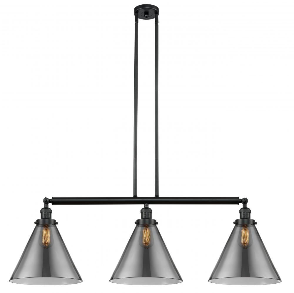 Cone - 3 Light - 44 inch - Matte Black - Stem Hung - Island Light