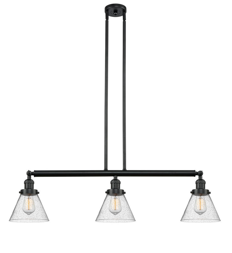 Cone - 3 Light - 40 inch - Matte Black - Stem Hung - Island Light