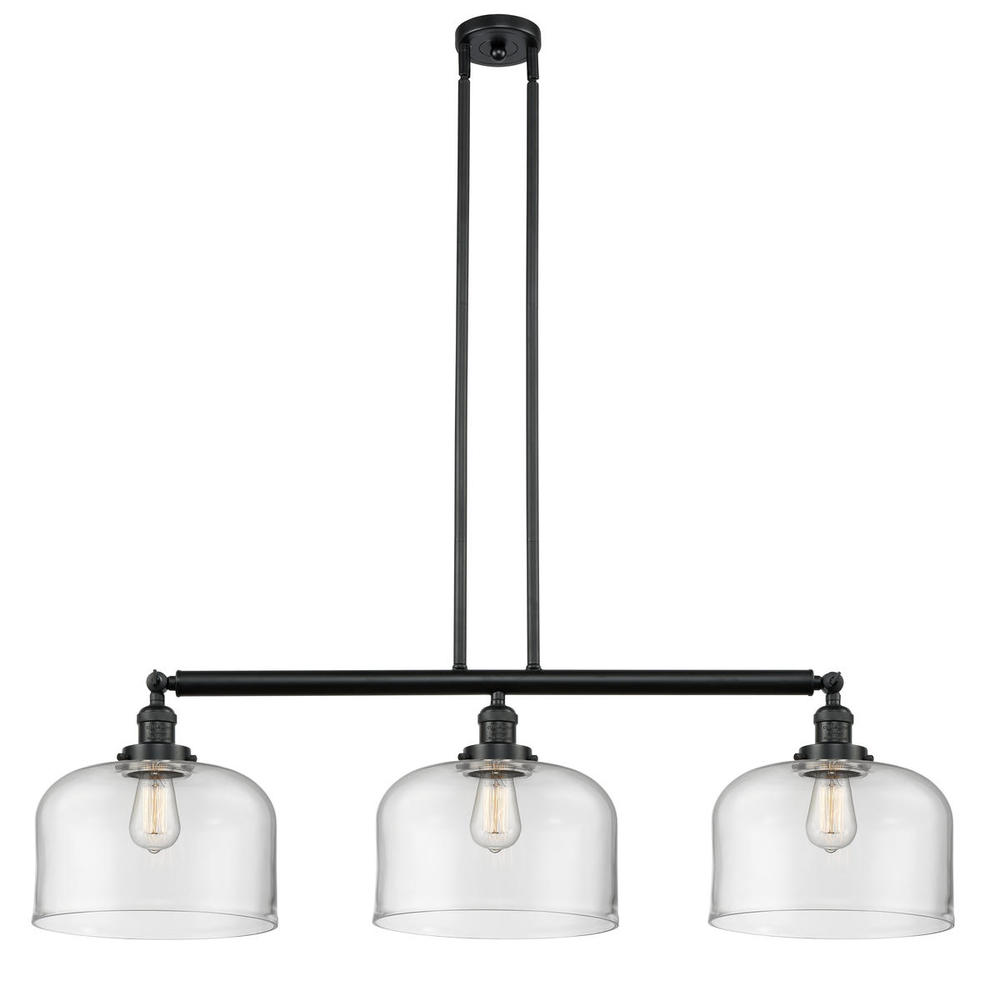 Bell - 3 Light - 42 inch - Matte Black - Stem Hung - Island Light