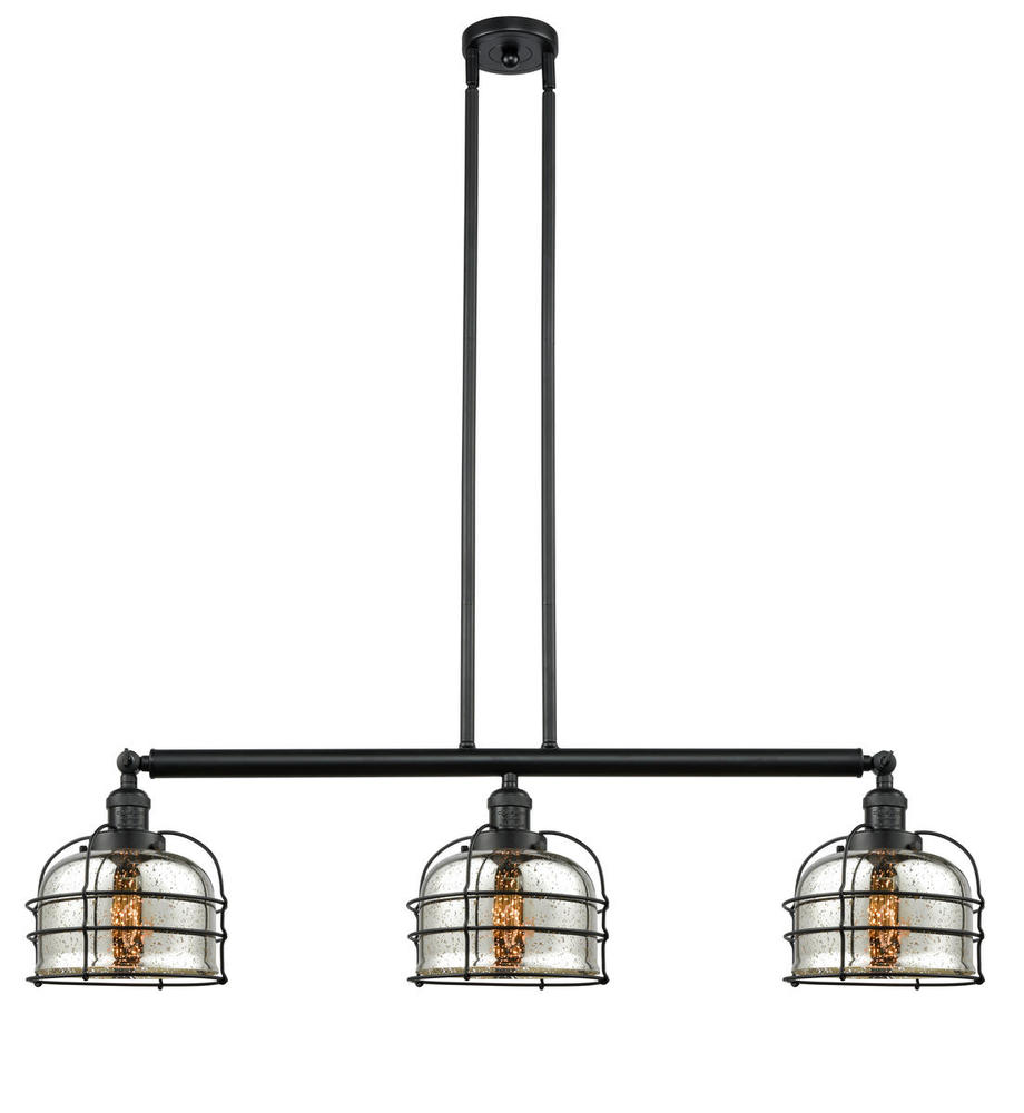 Bell Cage - 3 Light - 42 inch - Matte Black - Stem Hung - Island Light