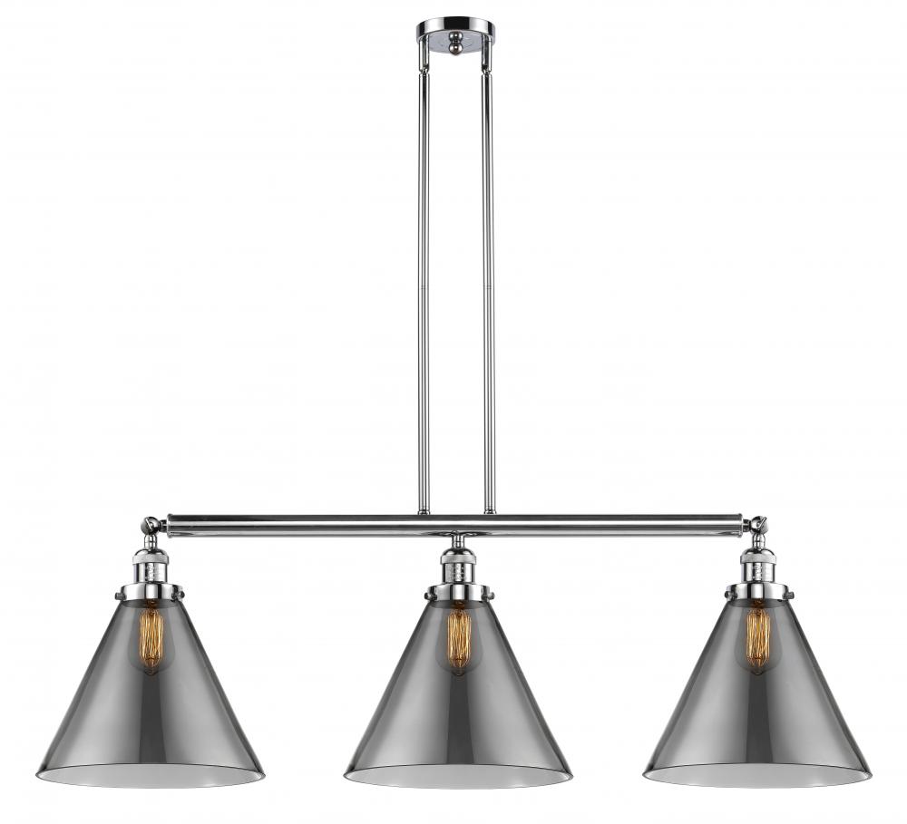 Cone - 3 Light - 44 inch - Polished Chrome - Stem Hung - Island Light