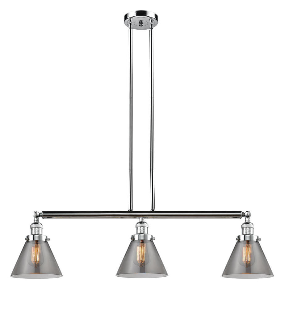 Cone - 3 Light - 40 inch - Polished Chrome - Stem Hung - Island Light