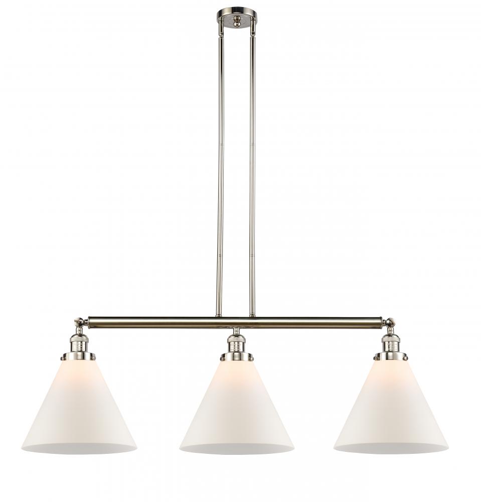 Cone - 3 Light - 44 inch - Polished Nickel - Stem Hung - Island Light