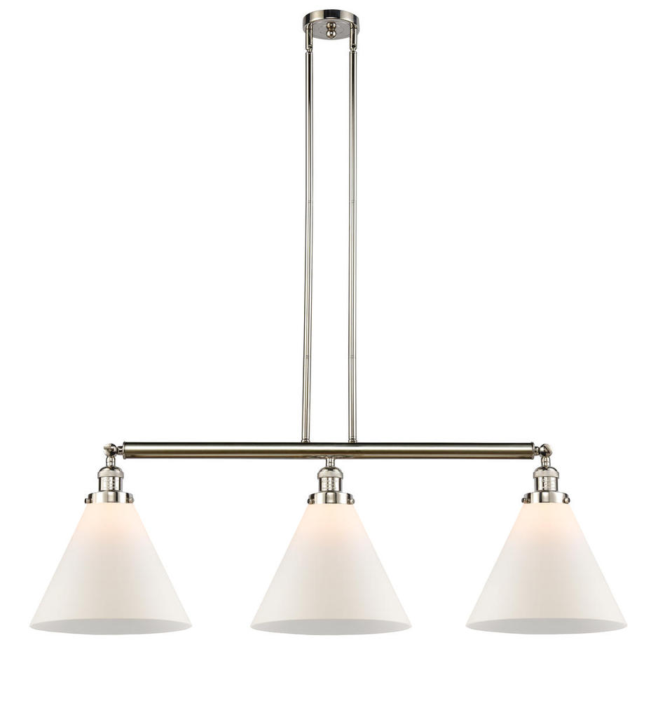 Cone - 3 Light - 44 inch - Polished Nickel - Stem Hung - Island Light