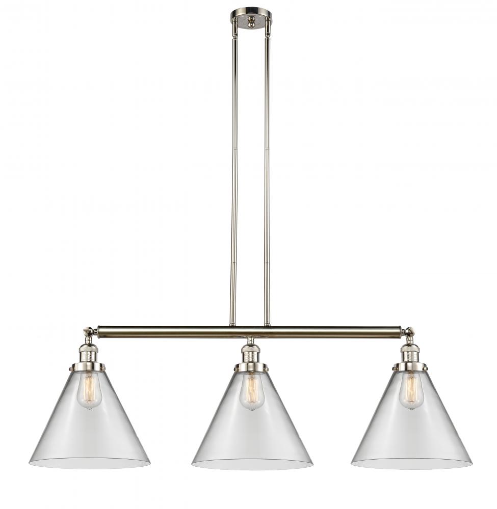 Cone - 3 Light - 44 inch - Polished Nickel - Stem Hung - Island Light