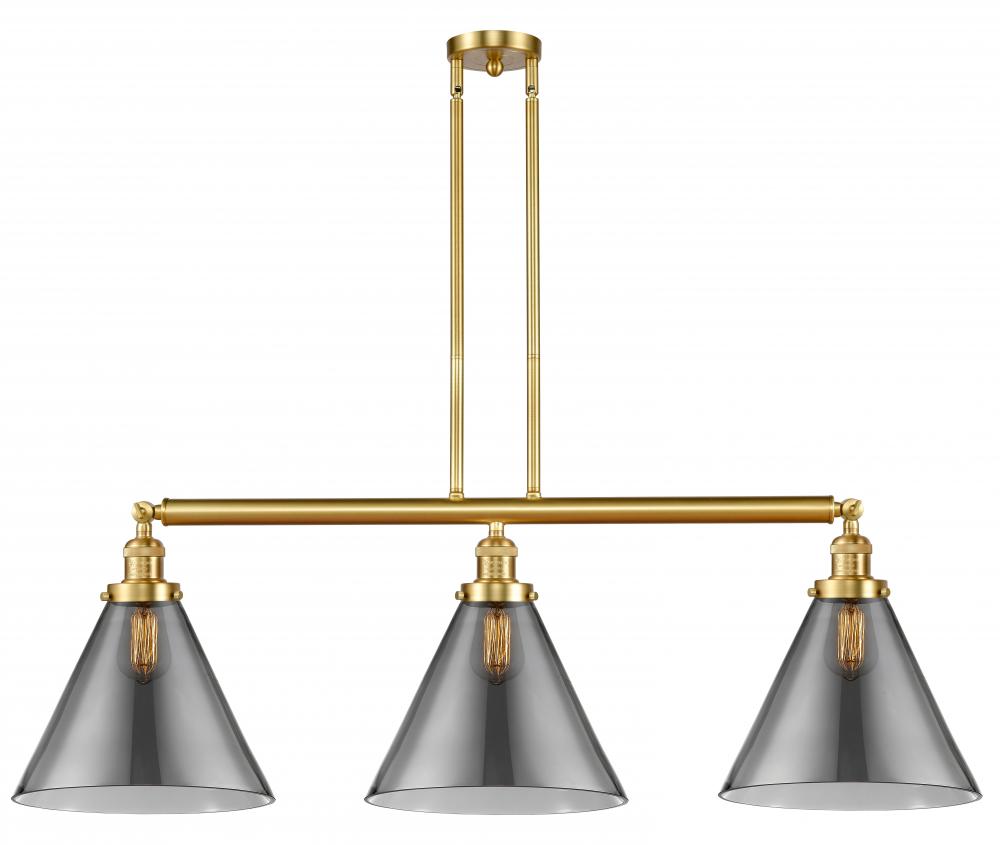 Cone - 3 Light - 44 inch - Satin Gold - Stem Hung - Island Light