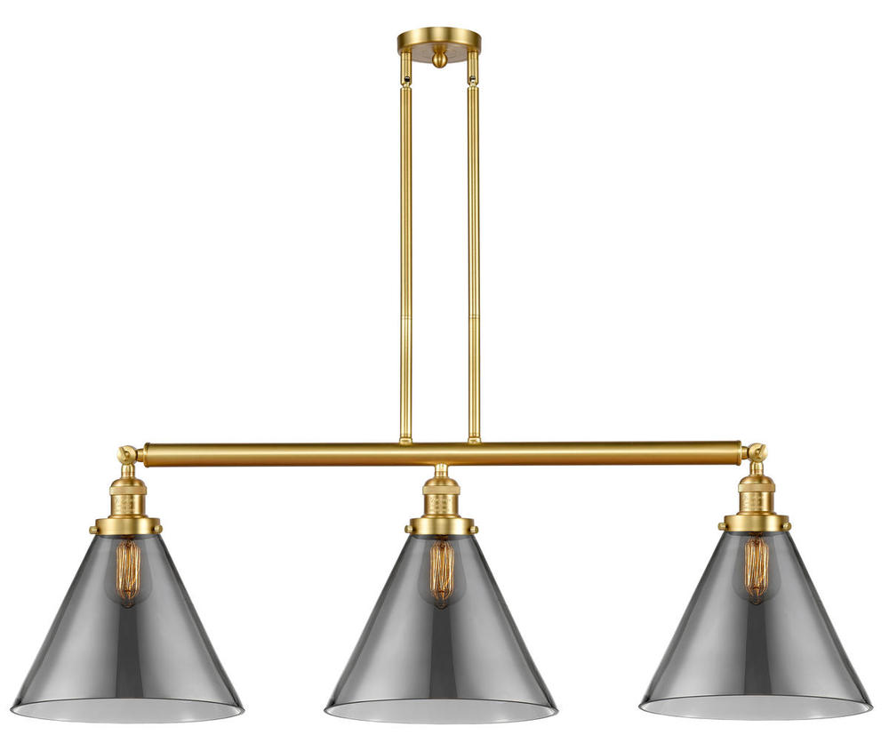 Cone - 3 Light - 44 inch - Satin Gold - Stem Hung - Island Light