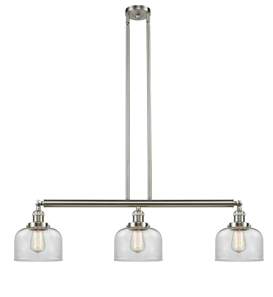 Bell - 3 Light - 41 inch - Brushed Satin Nickel - Stem Hung - Island Light