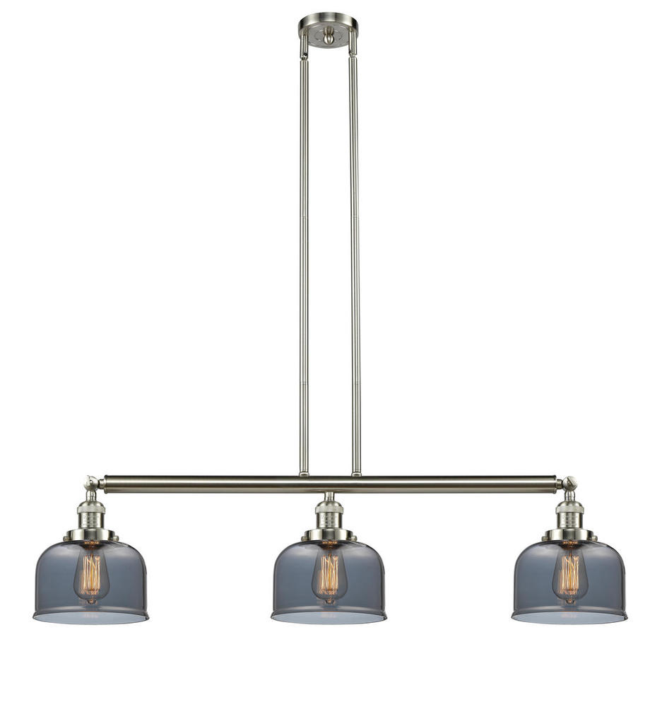 Bell - 3 Light - 41 inch - Brushed Satin Nickel - Stem Hung - Island Light