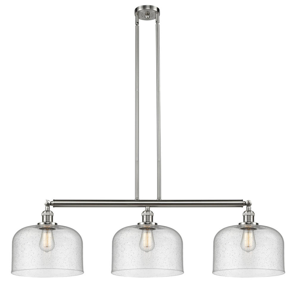 Bell - 3 Light - 42 inch - Brushed Satin Nickel - Stem Hung - Island Light