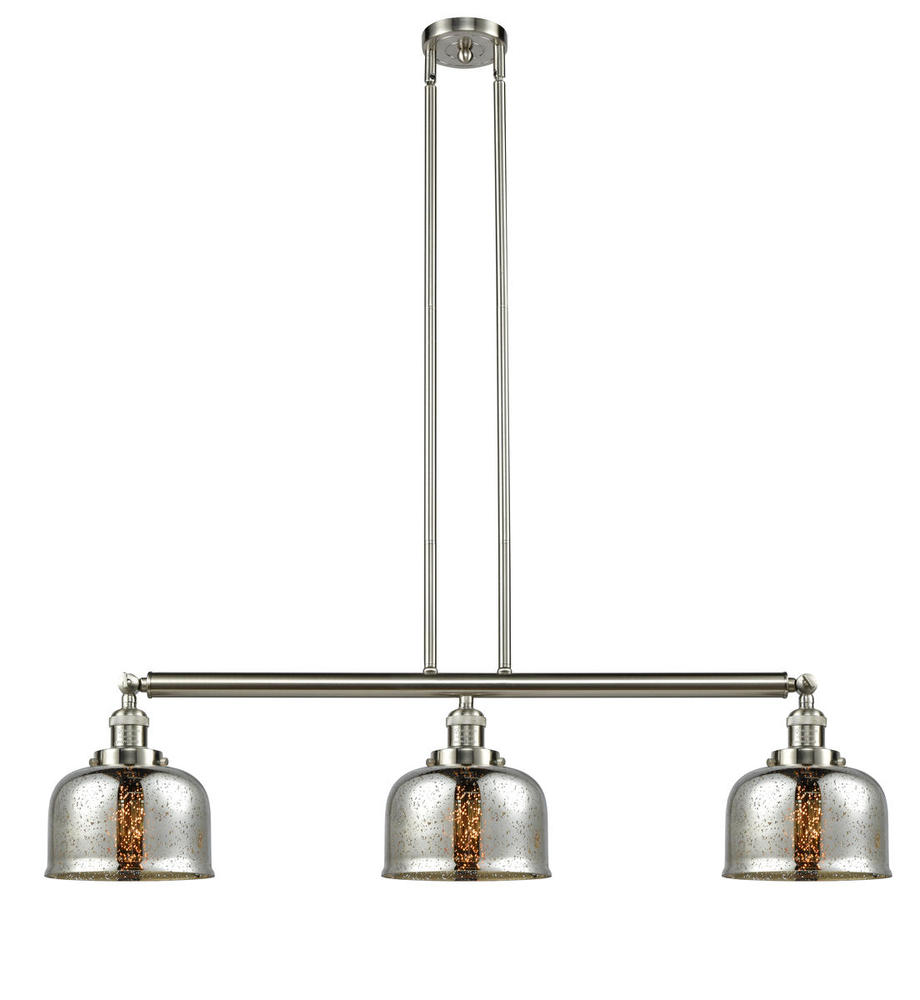 Bell - 3 Light - 41 inch - Brushed Satin Nickel - Stem Hung - Island Light