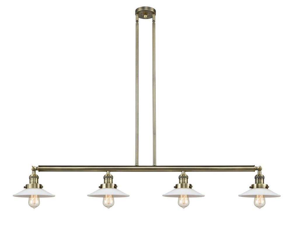 Halophane - 4 Light - 53 inch - Antique Brass - Stem Hung - Island Light