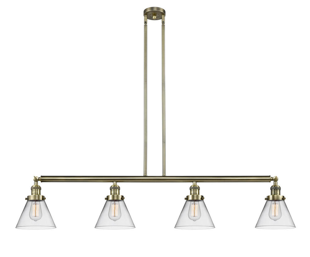 Cone - 4 Light - 52 inch - Antique Brass - Stem Hung - Island Light