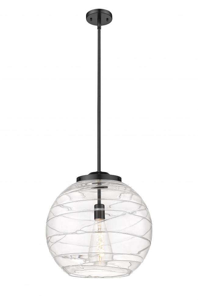 Athens Deco Swirl - 1 Light - 16 inch - Matte Black - Cord hung - Pendant