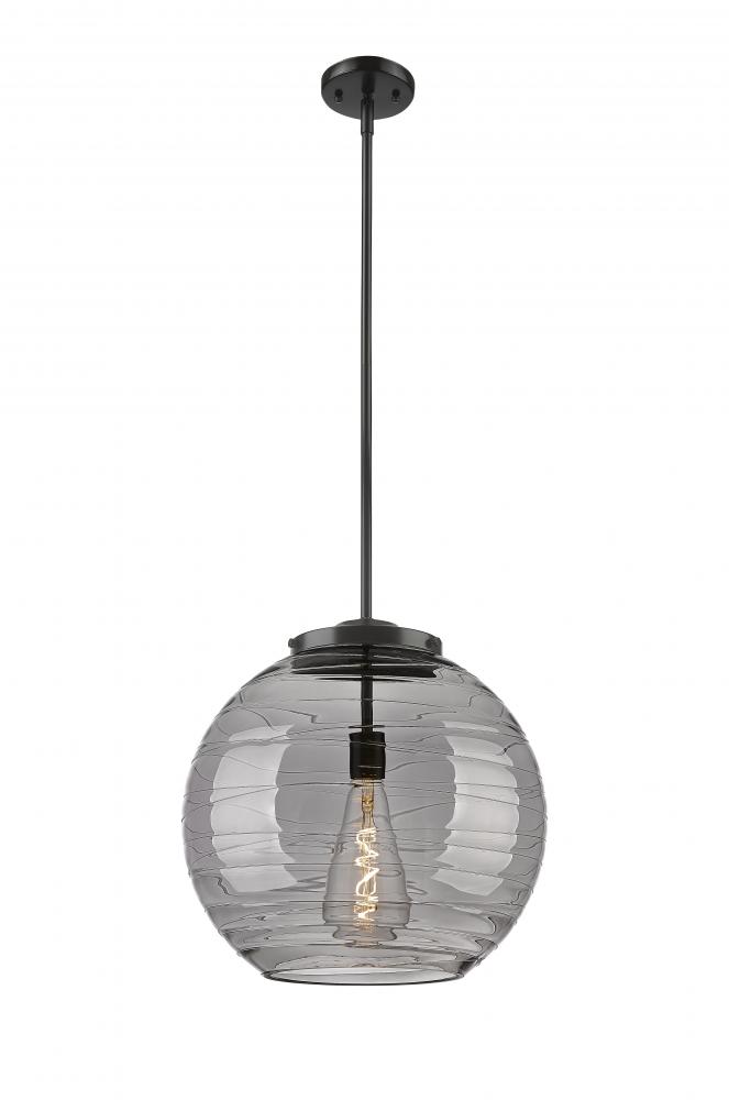 Athens Deco Swirl - 1 Light - 16 inch - Matte Black - Cord hung - Pendant