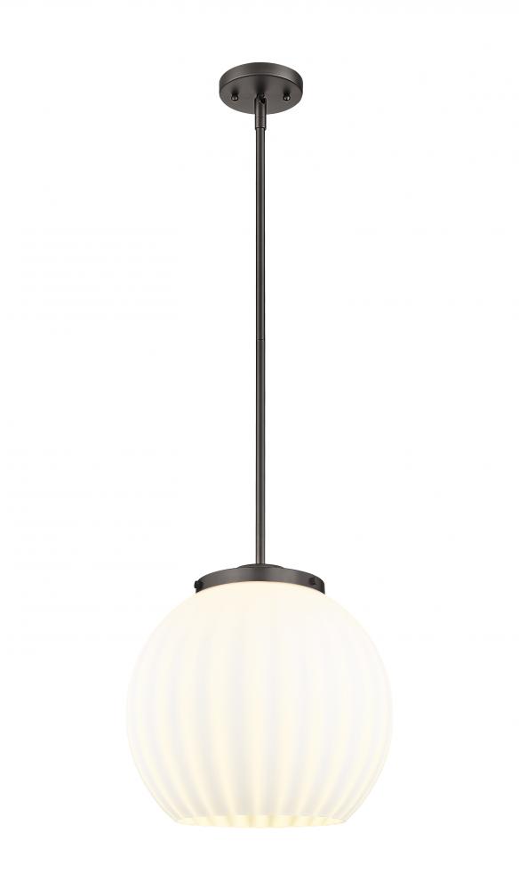 White Venetian - 1 Light - 14 inch - Oil Rubbed Bronze - Stem Hung - Pendant