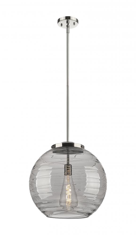 Athens Deco Swirl - 1 Light - 16 inch - Polished Nickel - Cord hung - Pendant