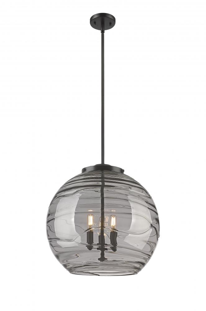 Athens Deco Swirl - 3 Light - 18 inch - Matte Black - Cord hung - Pendant