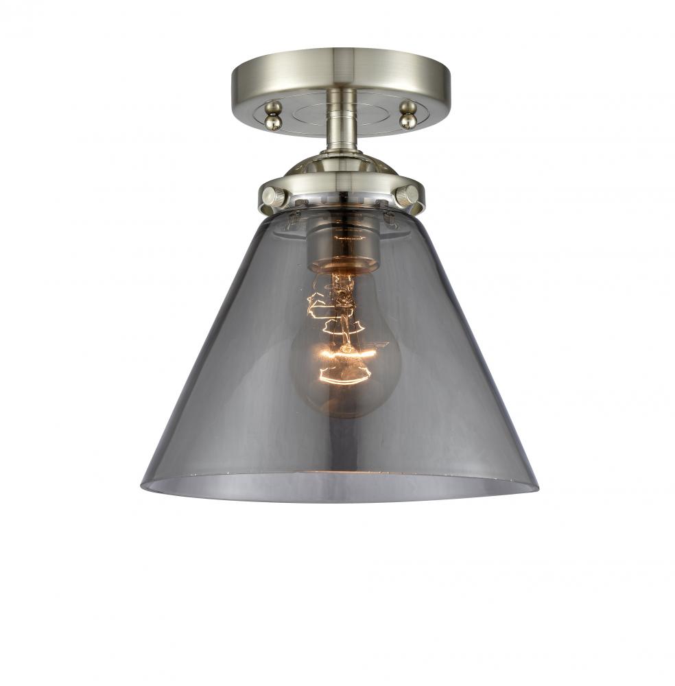 Cone - 1 Light - 8 inch - Brushed Satin Nickel - Semi-Flush Mount