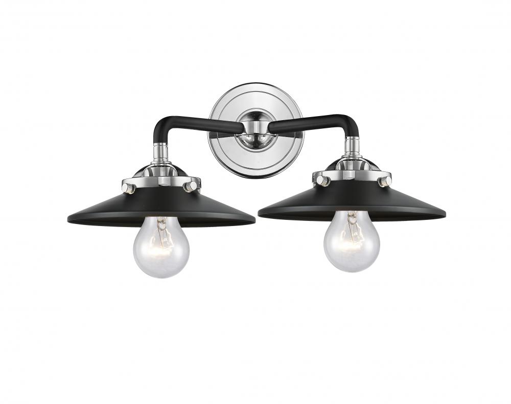 Railroad - 2 Light - 16 inch - Black Polished Nickel - Bath Vanity Light