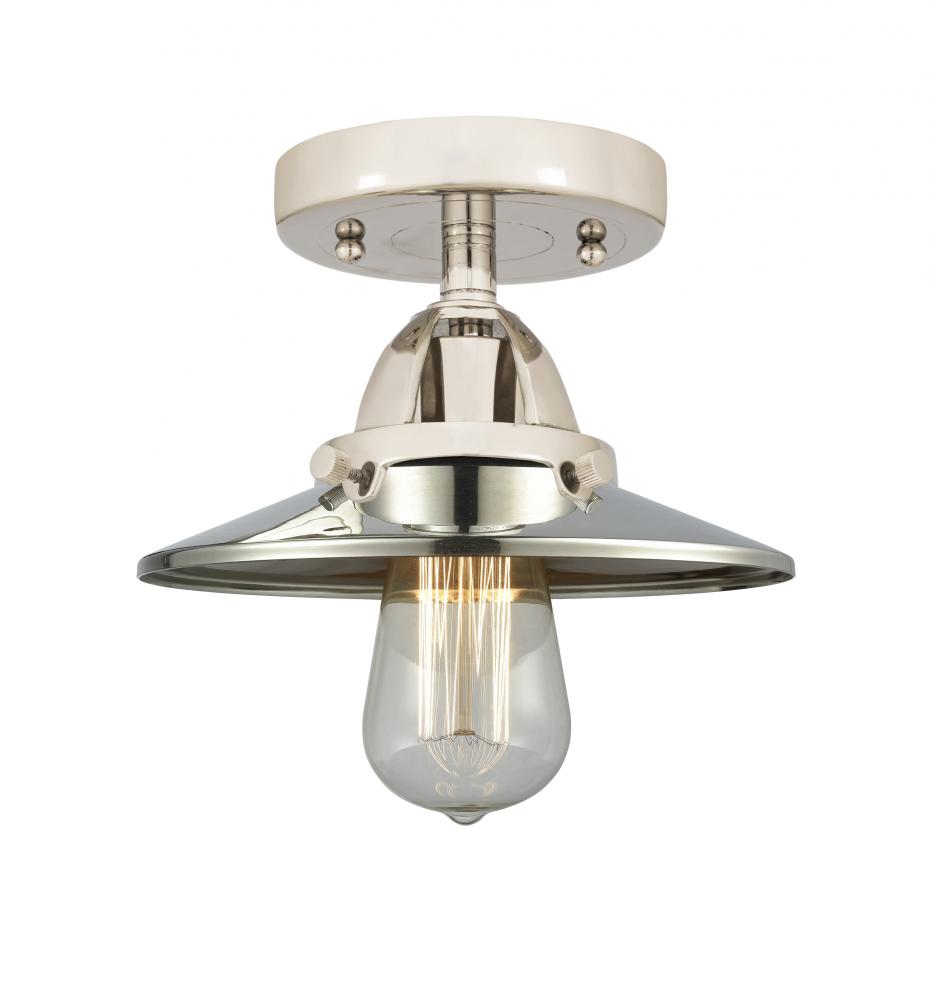 Railroad - 1 Light - 8 inch - Polished Nickel - Semi-Flush Mount