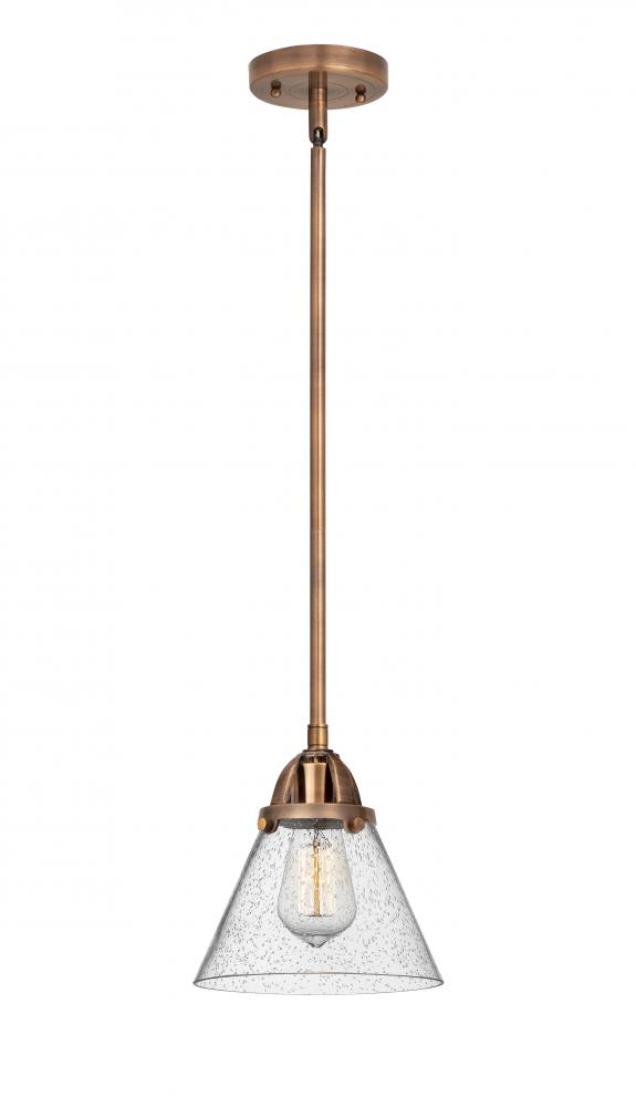 Cone - 1 Light - 8 inch - Antique Copper - Cord hung - Mini Pendant