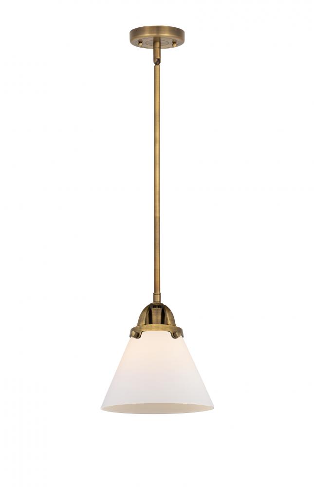 Cone - 1 Light - 8 inch - Brushed Brass - Cord hung - Mini Pendant