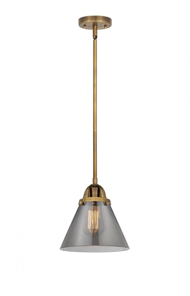 Cone - 1 Light - 8 inch - Brushed Brass - Cord hung - Mini Pendant