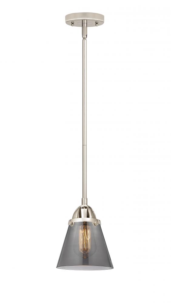 Cone - 1 Light - 6 inch - Polished Nickel - Cord hung - Mini Pendant