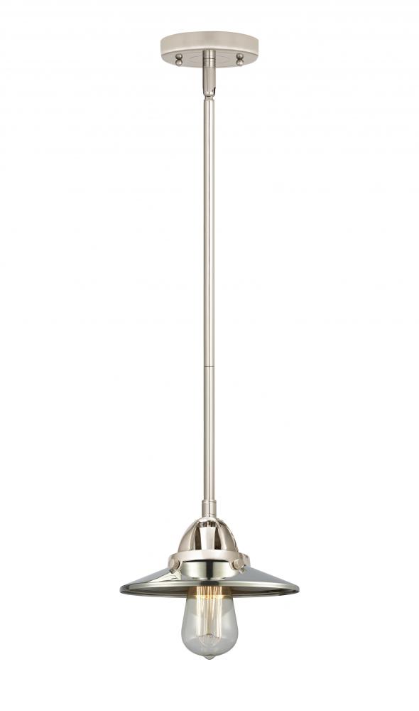 Railroad - 1 Light - 8 inch - Polished Nickel - Cord hung - Mini Pendant