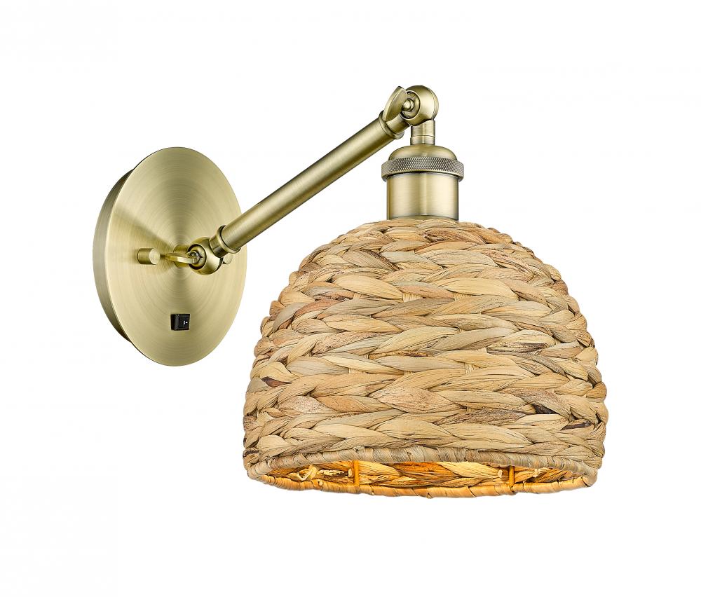 Woven Rattan - 1 Light - 8 inch - Antique Brass - Sconce