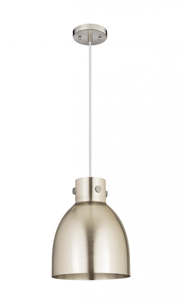 Newton Bell - 1 Light - 10 inch - Satin Nickel - Cord hung - Pendant