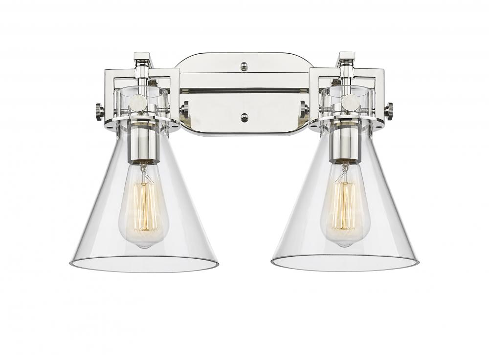 Newton Cone - 2 Light - 17 inch - Polished Nickel - Bath Vanity Light