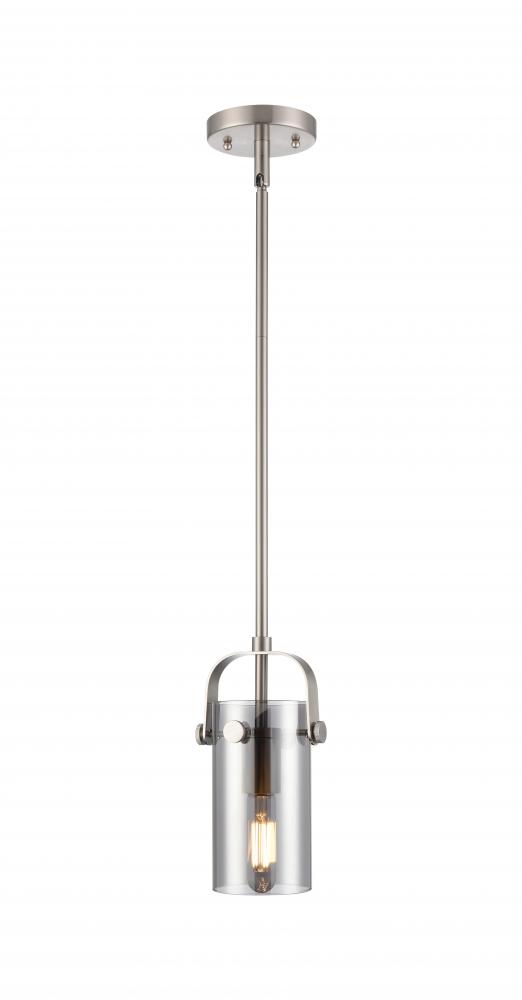 Pilaster II Cylinder - 1 Light - 7 inch Long Glass - Satin Nickel - Pendant