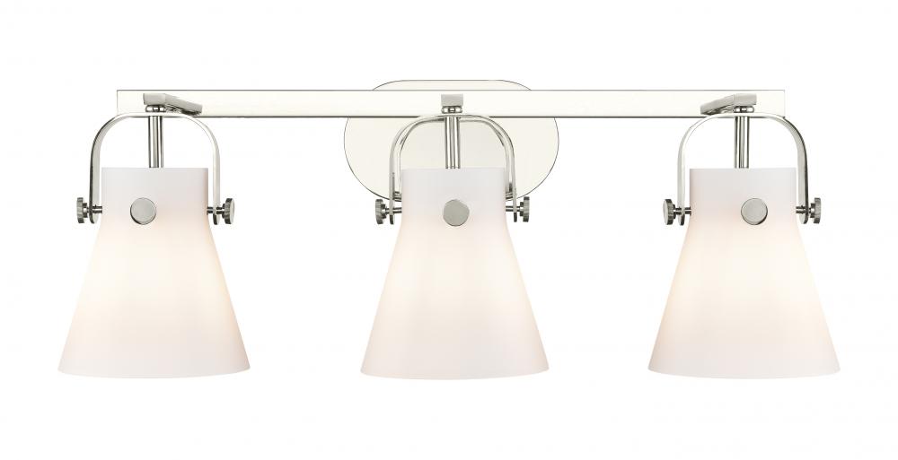 Pilaster II Cone - 3 Light - 27 inch - Polished Nickel - Bath Vanity Light