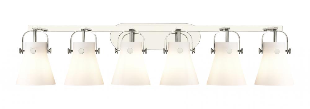 Pilaster II Cone - 6 Light - 46 inch - Polished Nickel - Bath Vanity Light