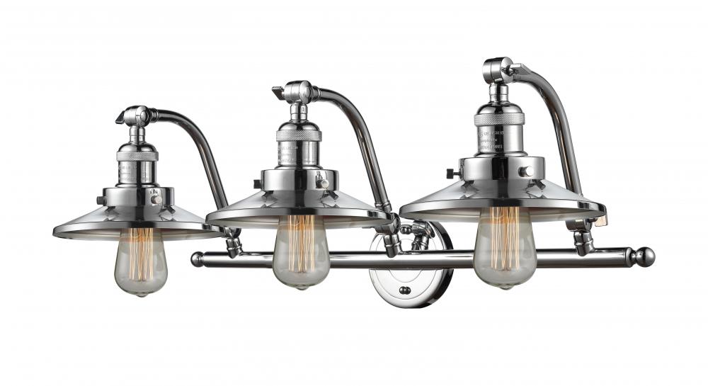 Railroad - 3 Light - 28 inch - Polished Chrome - Bath Vanity Light