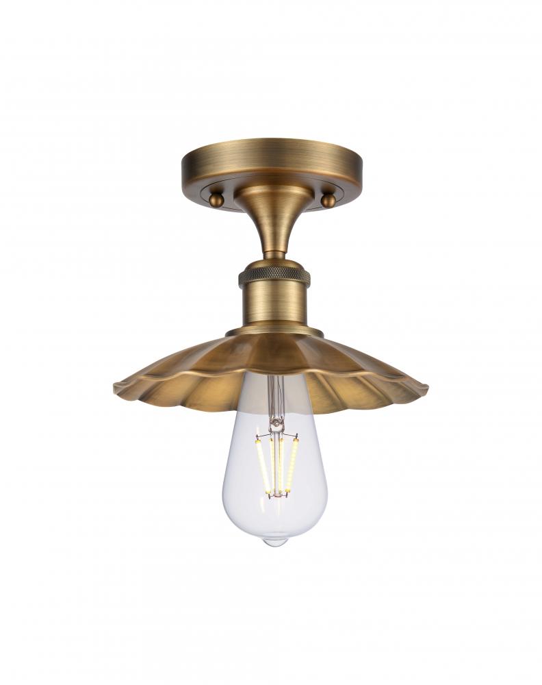 Scallop - 1 Light - 8 inch - Brushed Brass - Semi-Flush Mount