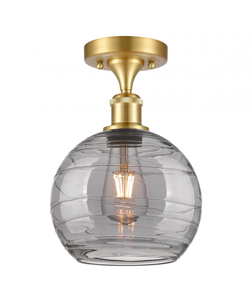 Athens Deco Swirl - 1 Light - 8 inch - Satin Gold - Semi-Flush Mount