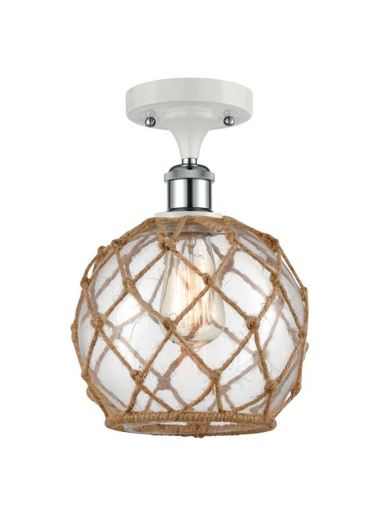 Farmhouse Rope - 1 Light - 8 inch - White Polished Chrome - Semi-Flush Mount