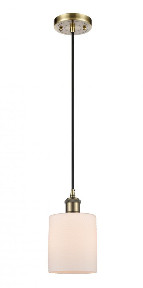 Cobbleskill - 1 Light - 5 inch - Antique Brass - Cord hung - Mini Pendant