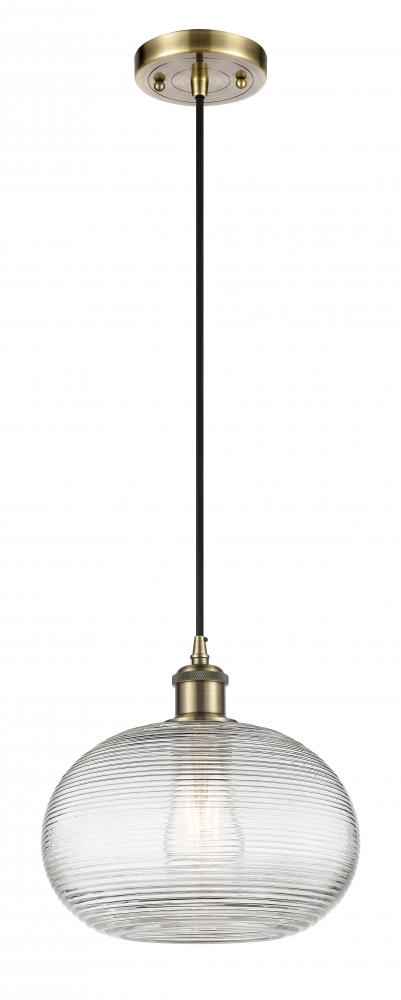 Ithaca - 1 Light - 10 inch - Antique Brass - Cord hung - Mini Pendant