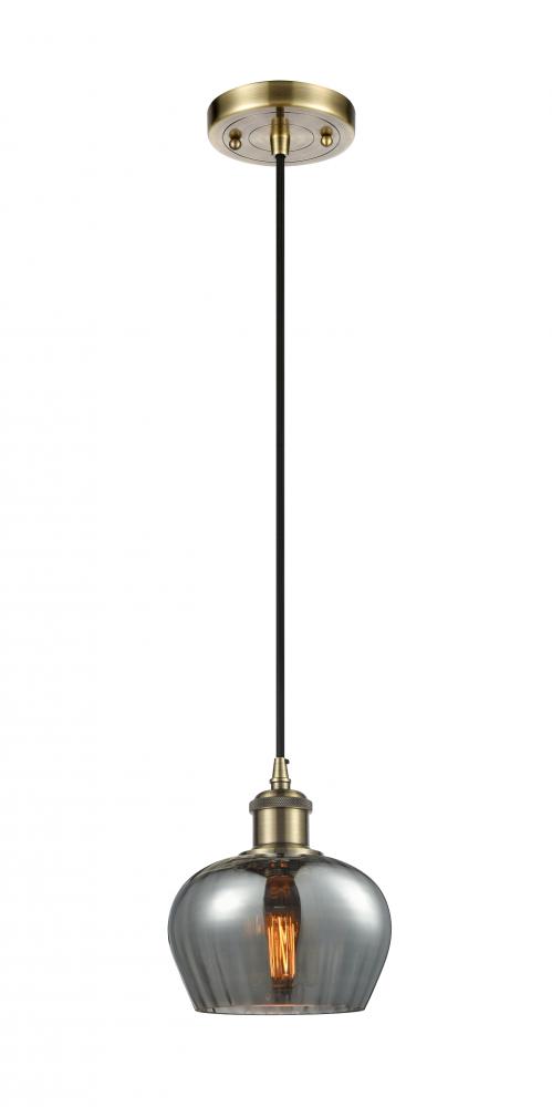 Fenton - 1 Light - 7 inch - Antique Brass - Cord hung - Mini Pendant