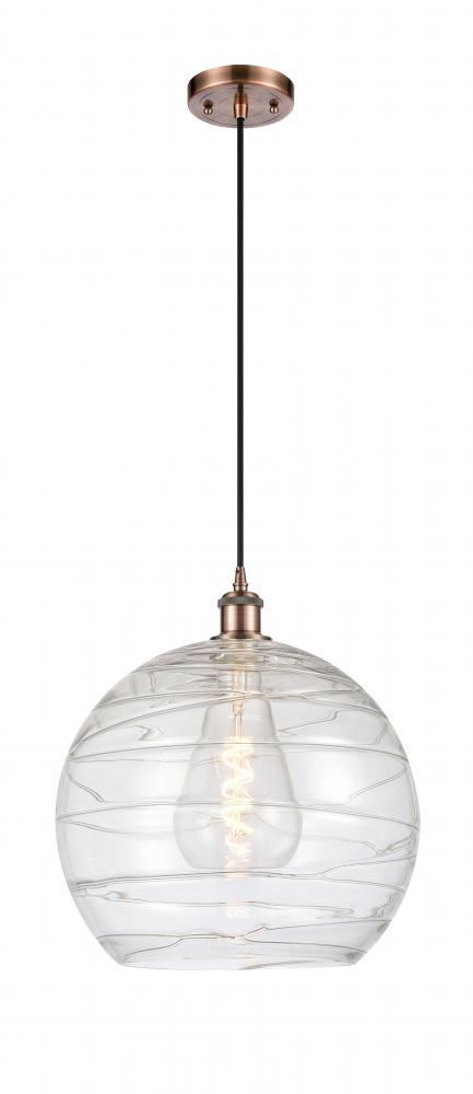 Athens Deco Swirl - 1 Light - 14 inch - Antique Copper - Cord hung - Pendant