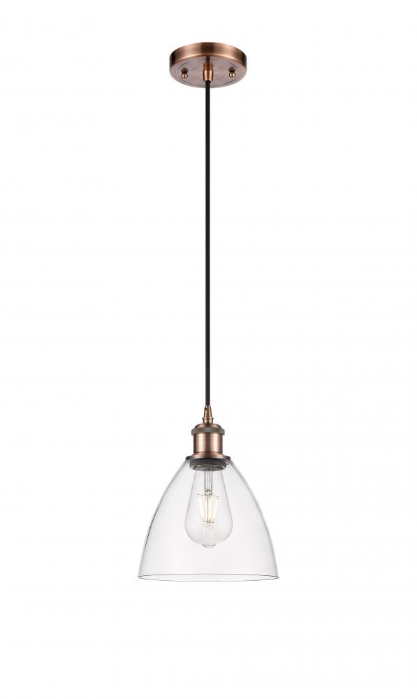 Bristol - 1 Light - 8 inch - Antique Copper - Cord hung - Mini Pendant