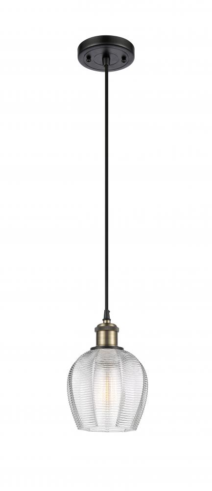 Norfolk - 1 Light - 6 inch - Black Antique Brass - Cord hung - Mini Pendant